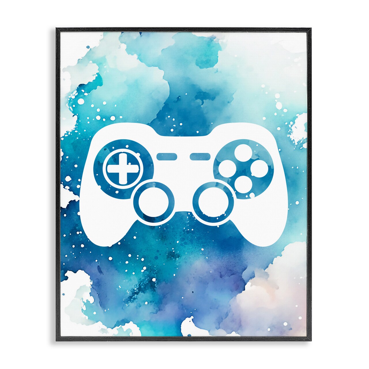 Stupell Industries Blue Controller Splatter Framed Giclee, design by Marcus Prime
